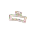 Rectangular hollow hair claw clip with colorful floral print and pink daisy patterns - Mixed Floral (19)