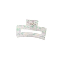 Rectangular transparent hair claw clip with purple daisy floral prints and metal spring - Light Purple Floral (21)