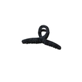 Elegant black flocked hair claw clip with cross textured finish and 11cm curved design - No Packaging / Black