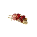 Barrette papillon vintage élégante avec fleurs en émail rouge et strass brillants - Emballage en vrac / Rouge