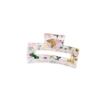 Square hair claw clip with colorful butterfly and pink floral patterns on clear plastic - Butterfly Floral (Bulk)