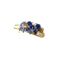 Barrette à cheveux dorée élégante avec papillon bleu, fleurs et strass brillants - Emballage en vrac / Bleu