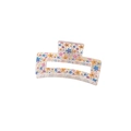 Transparent rectangular hair claw clip with colorful floral print and acrylic finish - Colorful Floral (24)