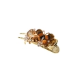 Pince à cheveux papillon dorée vintage avec texture œil de tigre et cristaux blancs brillants - Emballage en vrac / Marron