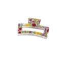Rectangular acrylic hair claw clip with colorful vintage floral pattern and hollow frame - Vintage Floral (26)