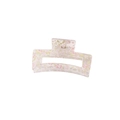 Square hair claw clip with pink rose floral pattern on translucent acrylic finish - Pink Rose (Bulk)