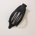 Flat matte black claw clip with hollow oval design and inner teeth for secure hair hold - Pointed Duckbill Clip (Bulk Packaging) / Matte Black