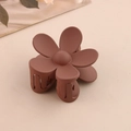 Pince à cheveux fleur marron mat avec design à cinq pétales pour coiffures élégantes - Rouge rouille