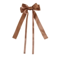 Eleganter schokobrauner Satin-Haarclip mit Schleife und langen fließenden Bändern für Damen - Dunkelbraun