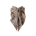 Große Haarspange mit Leopardenmuster, eleganter Schleife und langen Bändern im Vintage-Stil - Federclips / Beiger Leopard