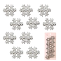 Sparkling silver snowflake hair clips with white crystals and pearls on pink card display - 10-Piece Set