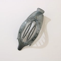 Translucent dark grey oversized flat round hair claw clip with strong grip teeth - Pointed Duckbill Clip (Bulk Packaging) / Glossy Grey