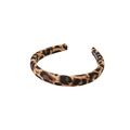Cerchietto classico in tessuto leopardato con etichetta fatta a mano in marrone e nero - Cerchietto Medio Leopardo Scuro