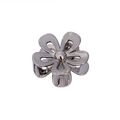 Metallic gunmetal gray plumeria flower hair claw clip with a polished finish - Bulk/Loose Packaging / Hollow Flower / Gun Black