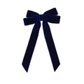 Elegant navy blue velvet double layer bow hair clip with long ribbons and metal duckbill clip - Sapphire Blue