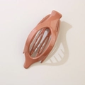 Flat matte hair claw clip in rosewood red color for women with oval cutout design - Pointed Duckbill Clip (Bulk Packaging) / Glossy Caramel