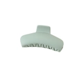 Matte light green plastic oval claw clip with wave teeth for thick hair styling - Green