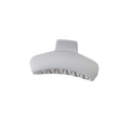 Matte light grey large plastic shark hair clip with minimalist oval design for thick hair - Gray