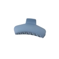 Minimalist matte Morandi blue plastic hair claw clip with large wave teeth and square handle - Blue
