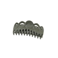 Matte dark green large claw clip with wave design and hollow decor for thick hair - Olive Green