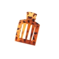 Pince à cheveux carrée minimaliste en résine ambre classique avec motif écaille de tortue - Léopard Rouge Mat