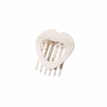 Pince à cheveux plate blanc crème avec motif double cœur et dents de maintien - Blanc Crème Mat