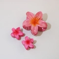 Set di 3 mollette per capelli a fiori hawaiani con sfumature arancioni e rosa vivaci - Rosso anguria