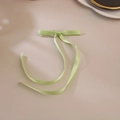 Light green satin ribbon hair clip with long streamers in a sweet ballet style bow - Yellow-Green