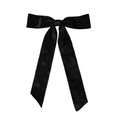 Elegante pasador de pelo de terciopelo negro con cintas largas para peinados - Pinzas de pelo pico de pato / Negro