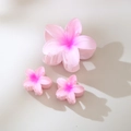 Roze frangipani haarklemmen set van hars met kleurverloop voor vakantie kapsels - OPP Zak / Magenta