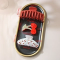 Three-piece hair clip set including matte dark red shark clip and cherry hair accessories - Style B