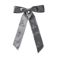 Elegante lazo largo de terciopelo gris oscuro con acabado de satén para el cabello - Pinzas de pelo pico de pato / Gris