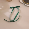 Elegant dark green satin ribbon bow hair clip with long flowing streamers for women - Dark Green