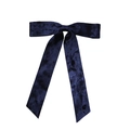 Elegant navy blue velvet bow hair clip with textured crinkled fabric for women - Duckbill Hair Clips / Navy Blue
