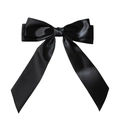Eleganter großer schwarzer Satin-Haarclip mit Schleife und langen Bändern auf weiß - Schwarz