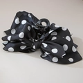 French style hair claw clip featuring a large black and white polka dot satin bow - Bulk Packaging / Black Polka Dot Bow Style