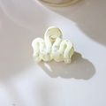 Morandi cream wavy hair claw clip with silver splatter ink glitter finish - Independent Packaging (OPP Bag) / #2 Creamy White
