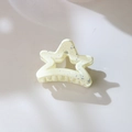 Star-shaped hair claw clip in beige resin with silver-grey splattered ink pattern - Independent Packaging (OPP Bag) / Cream White (4.5cm Star)
