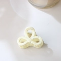 Exquisite cream yellow hair claw clip with silver ink spots and stylish knot design - Individual Packaging (OPP Bag) / Milk White