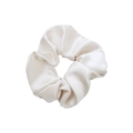 Premium cream white satin scrunchie with elegant silky luster and pleated texture - Creamy White - Satin Large (25-297)