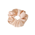 Elegant champagne pink satin scrunchie with silky finish and rich textured folds - Peach - Satin Large (25-297)