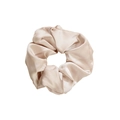 Elegant champagne satin scrunchie with smooth silk texture and ruffled elastic design - Apricot - Satin Large (25-297)