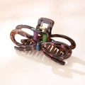 Brown bow hair claw clip with pink polka dots and colorful accents on sleek plastic - Individual Packaging / Rose Red Polka Dot / 12cm