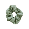 Elegant sage green satin scrunchie with glossy finish and silk texture for women - Green - Satin Large (25-297)