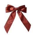 Eleganter großer dunkelroter Satin-Bogen-Haarclip mit langen Bändern und Glanz - Schokolade