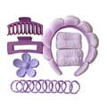 Set d'accessoires cheveux mauves avec bandeau éponge, pinces et poignets pour femme - Série Violette