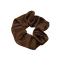 Coffee brown satin scrunchie with matte texture and thick pleated design for women - Dark Coffee - Satin Large (25-297)