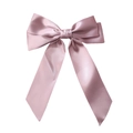 Elegant satin bow hair clip with long streamers in dusty pink, feminine hair accessory - Light Purple
