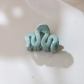Morandi mint green wave hair claw clip with silver ink splatter design for women - #6 Gray Green