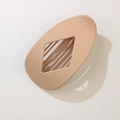 Flat oval hair claw clip with diamond hollow design in nude matte finish - Matte Khaki